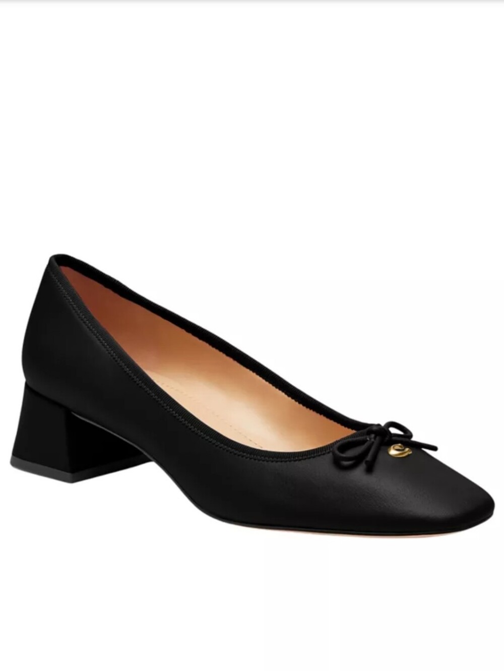 Coach Black Low Block Heel Ballet Pump with Bow